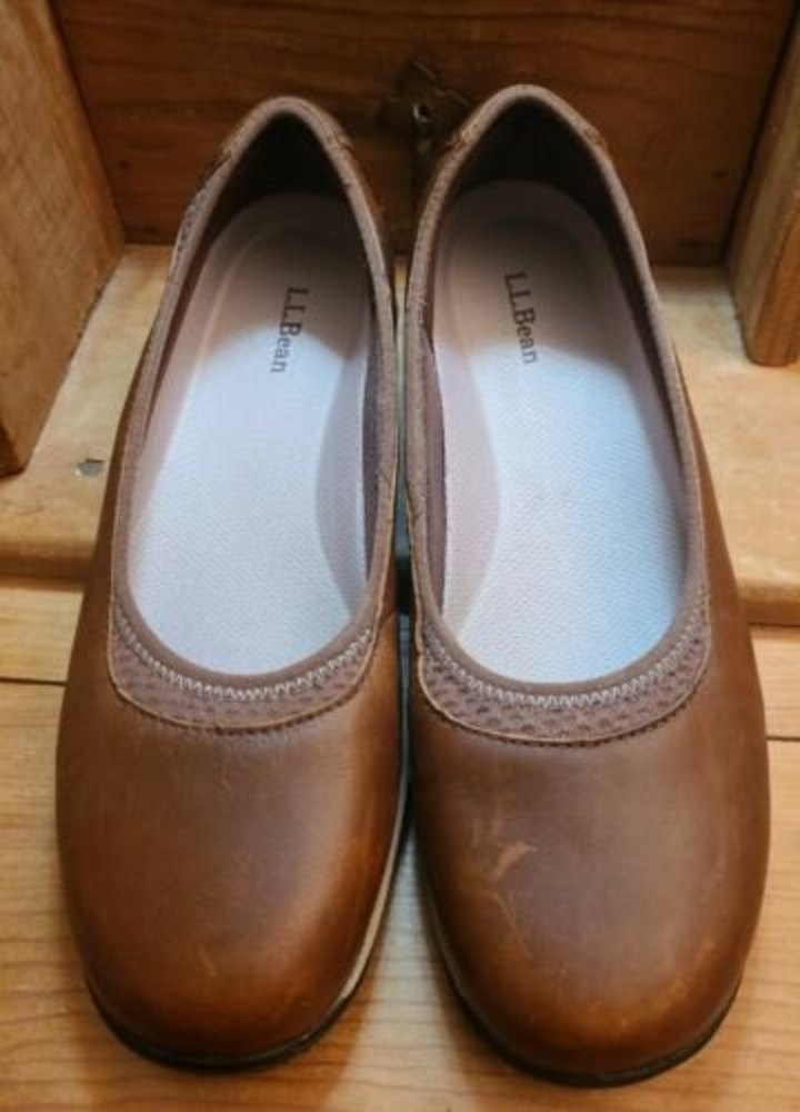 L.L. Bean Womens 8M Leather Brown Flat Slip On Comfort Shoe